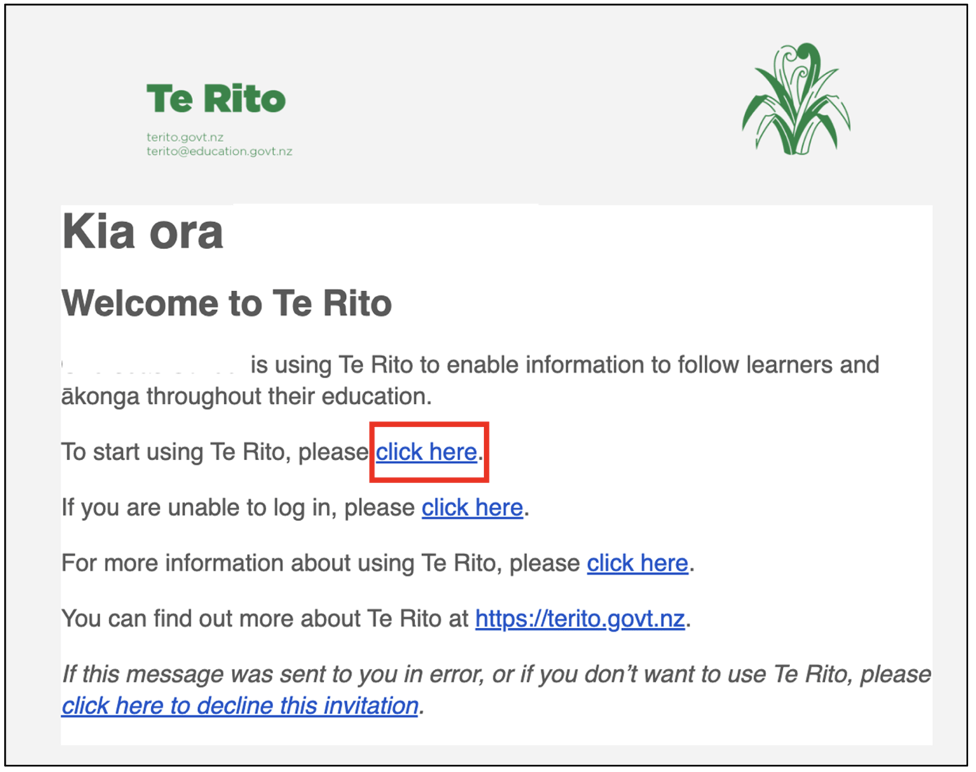 Activating your Te Rito account