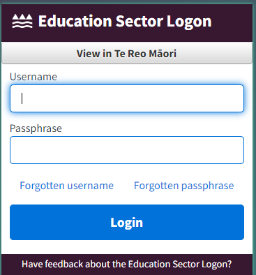 ESL’s logon screen